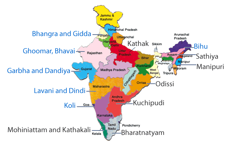 Map of Indian Dance